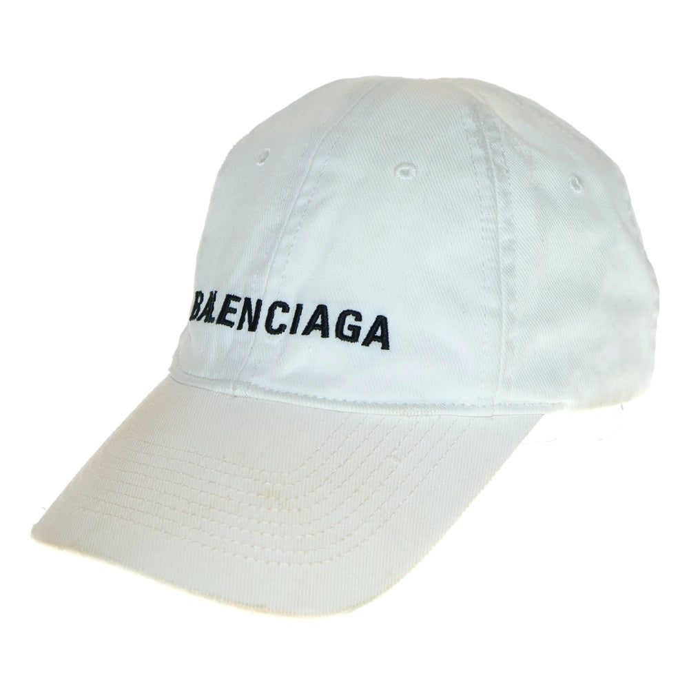 BALENCIAGA(バレンシアガ) ロゴ刺繍 キャンバス ベースボールキャップ 帽子 ホワイト 656463