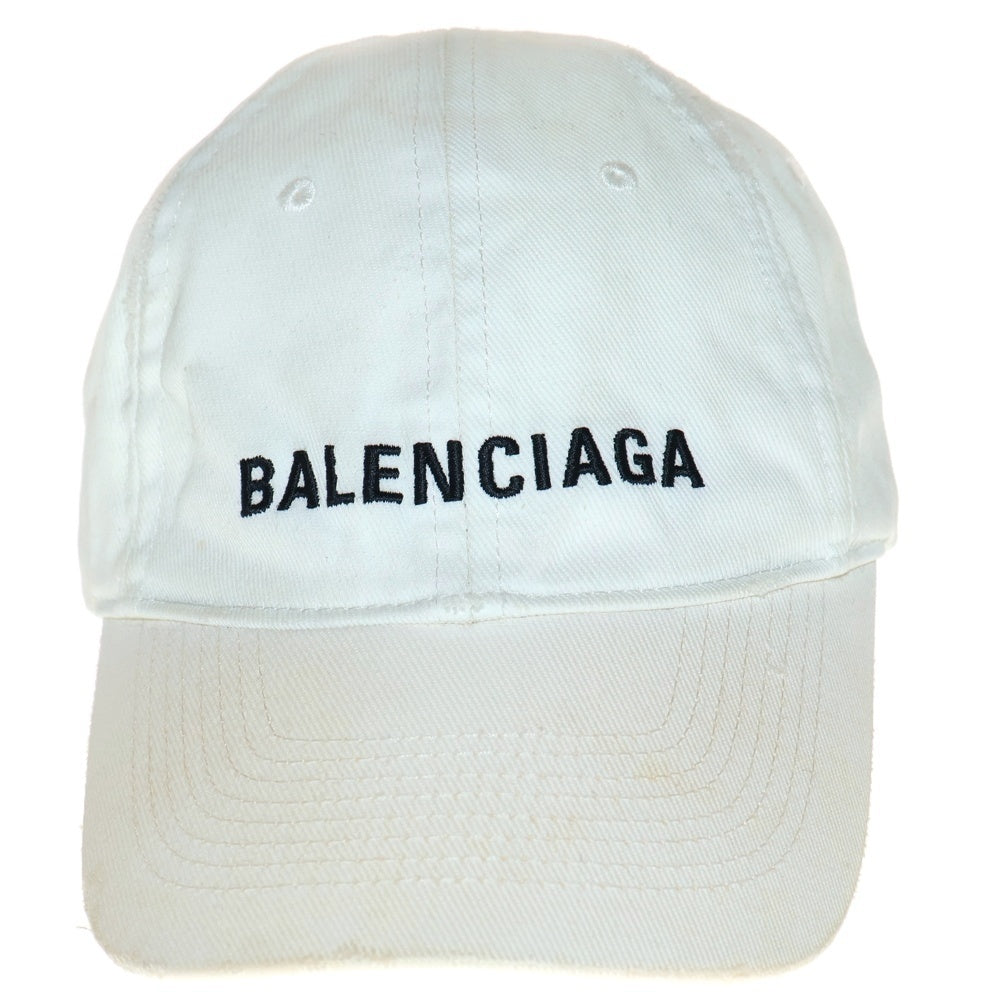 BALENCIAGA(バレンシアガ) ロゴ刺繍 キャンバス ベースボールキャップ 帽子 ホワイト 656463