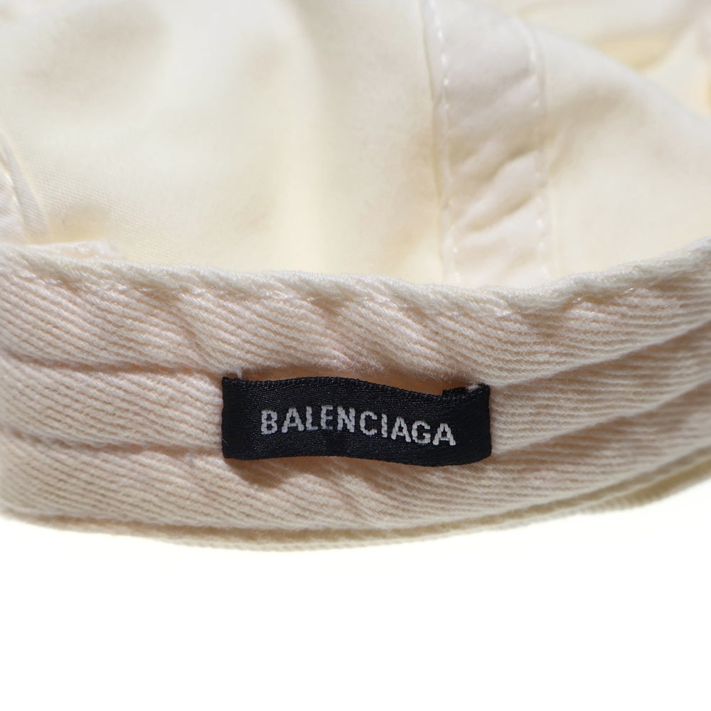 BALENCIAGA(バレンシアガ) ロゴ刺繍 キャンバス ベースボールキャップ 帽子 ホワイト 656463