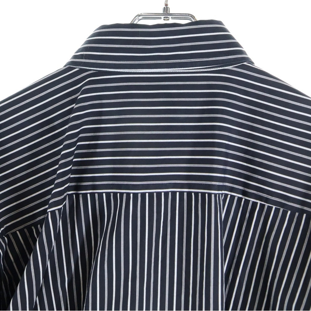 BALENCIAGA(バレンシアガ) オーバーサイズ ストライプ コットン ボタンダウン 長袖シャツ ブラック 642133 TJM19