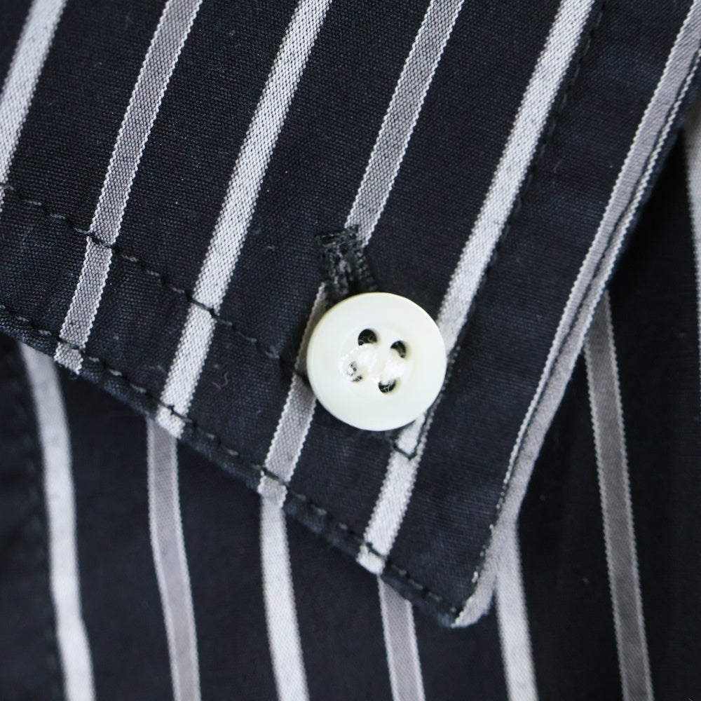 BALENCIAGA(バレンシアガ) オーバーサイズ ストライプ コットン ボタンダウン 長袖シャツ ブラック 642133 TJM19