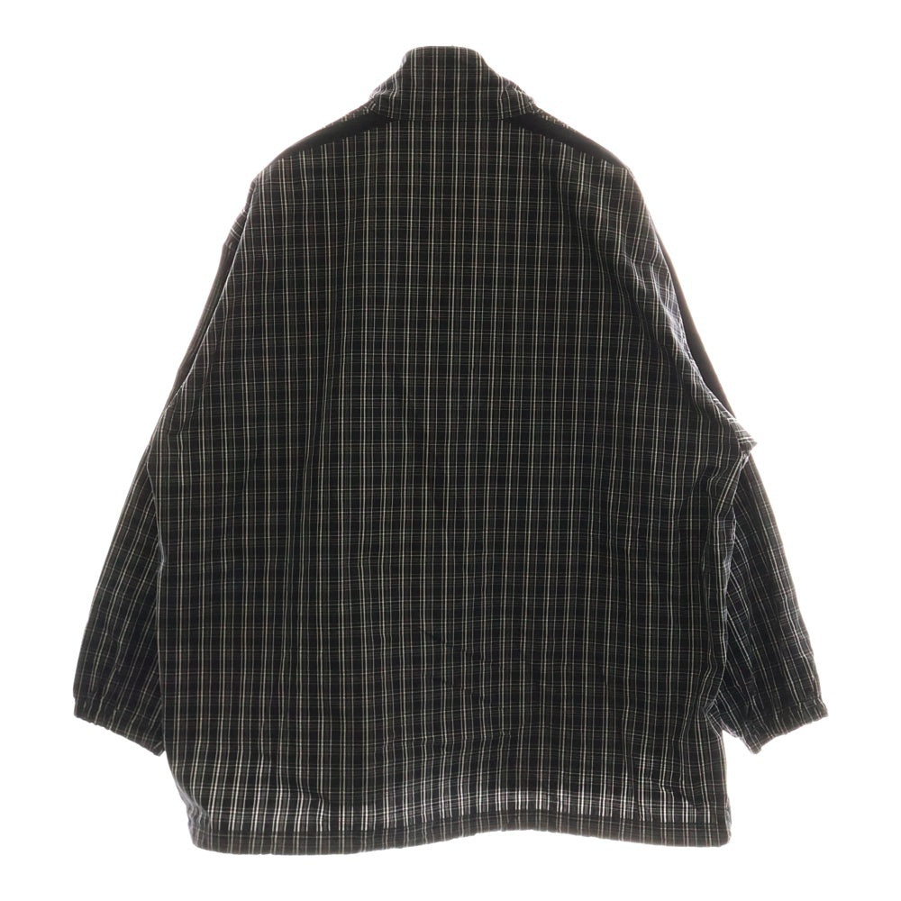 BALENCIAGA(バレンシアガ) 19SS ロゴ刺繍 ポプリンチェック オーバーサイズ シャツ ジャケット ブラック 571439 TEM18