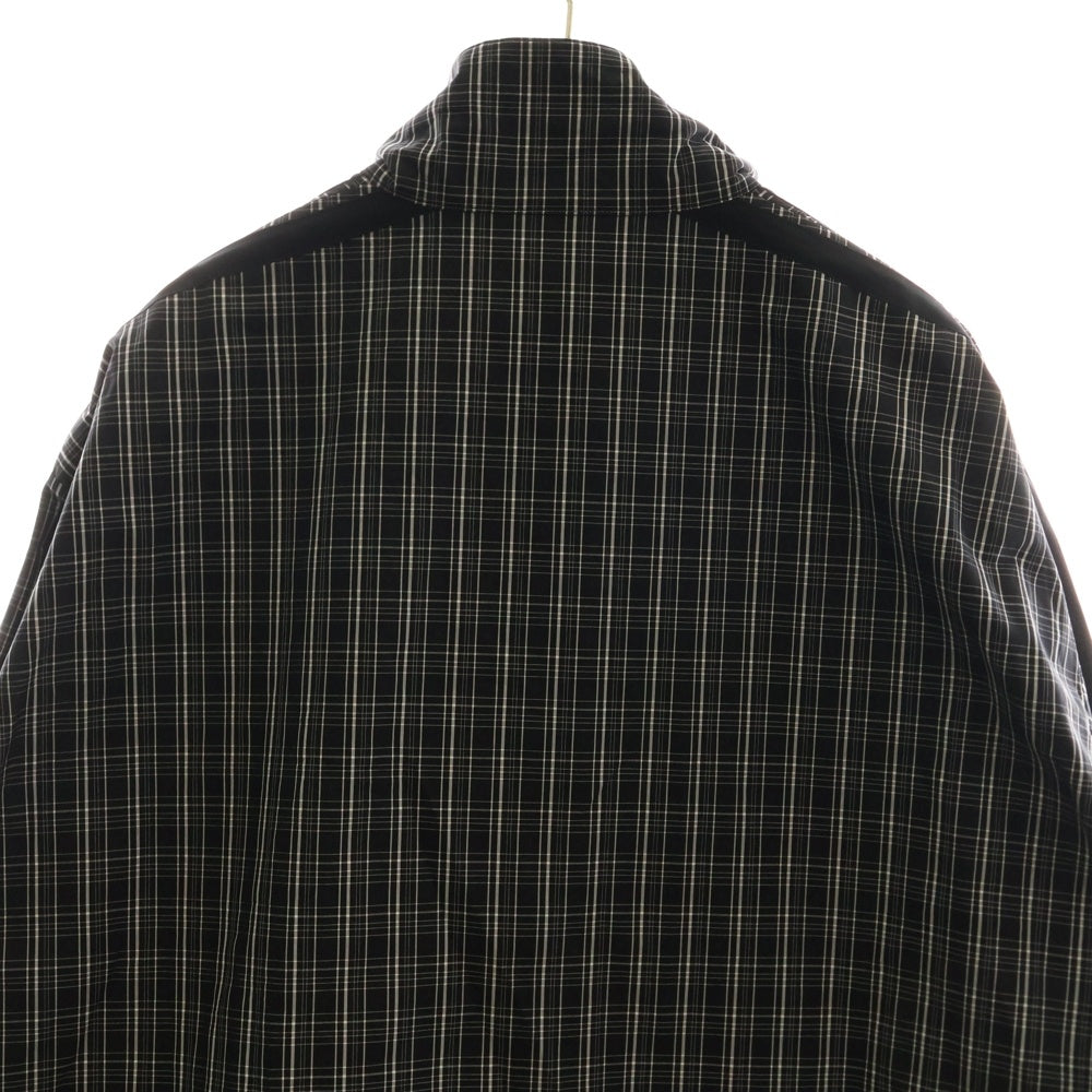 BALENCIAGA(バレンシアガ) 19SS ロゴ刺繍 ポプリンチェック オーバーサイズ シャツ ジャケット ブラック 571439 TEM18