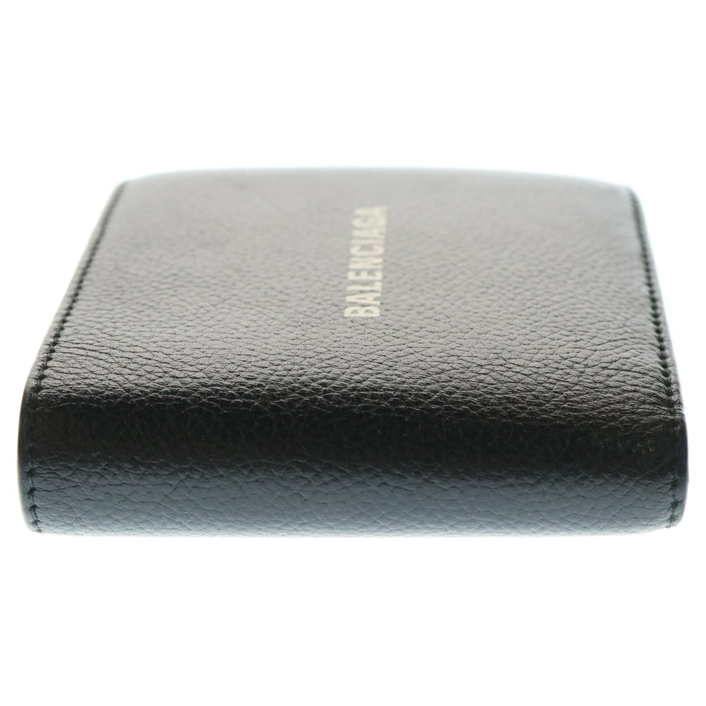 BALENCIAGA(バレンシアガ) ロゴ スクエア レザー コンパクトウォレット 二つ折り財布 ブラック 594315