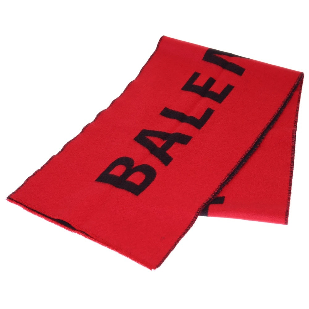 BALENCIAGA(バレンシアガ) ロゴ バイカラー ウール マフラー ブラック