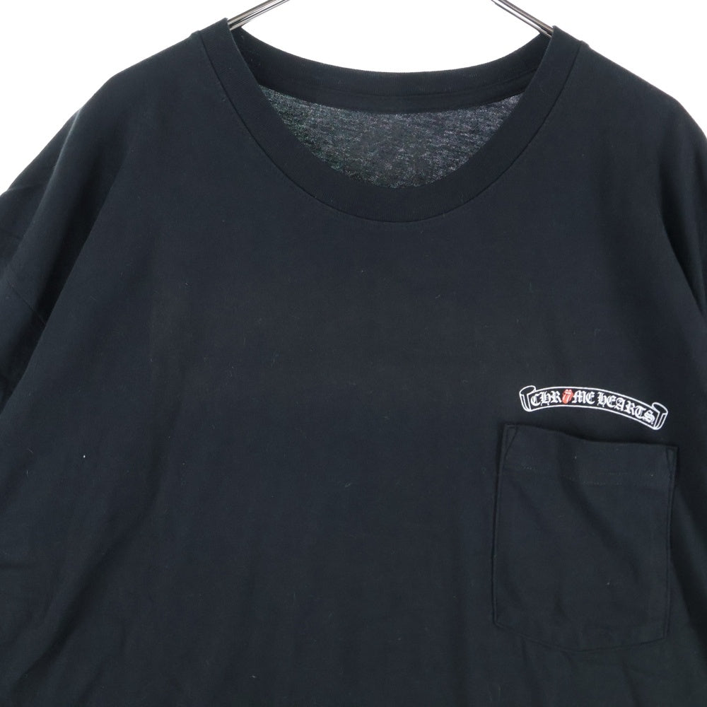 CHROME HEARTS(クロムハーツ) 2024 リップ&タン ローリングストーンズ限定 アーチロゴプリント Tシャツ 半袖カットソー ブラック