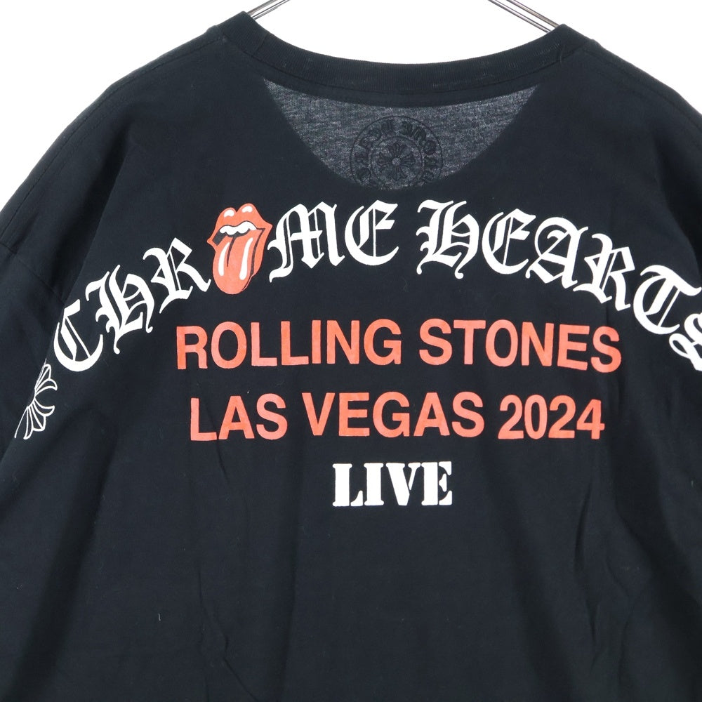 CHROME HEARTS(クロムハーツ) 2024 リップ&タン ローリングストーンズ限定 アーチロゴプリント Tシャツ 半袖カットソー ブラック