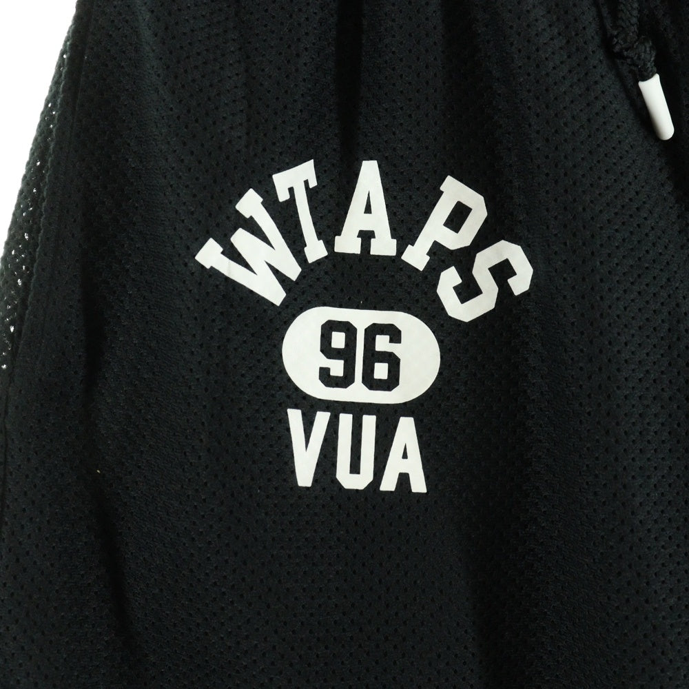 WTAPS(ダブルタップス) 24SS WUS 02 SHORTS POLY. ERA ロゴプリント メッシュ ハーフパンツ ブラック 241ATDT-CSM37