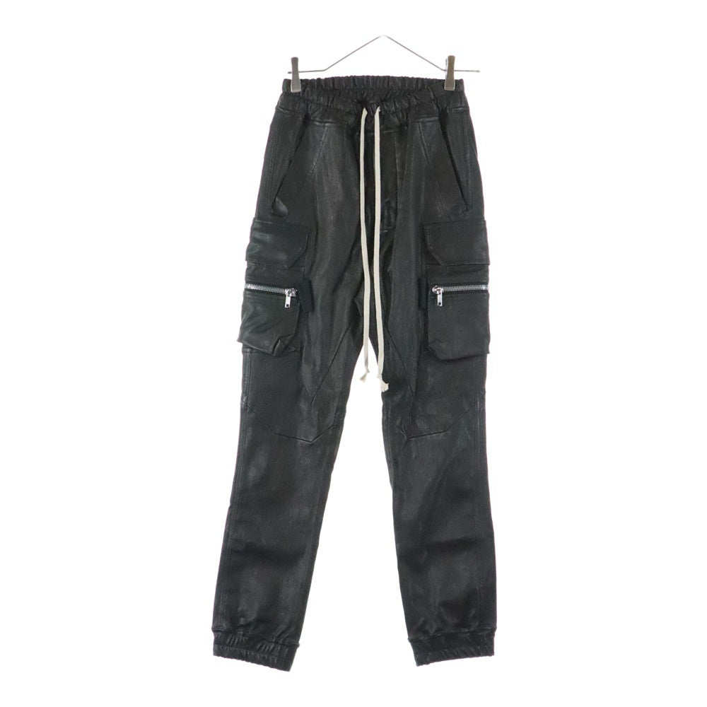 Rick Owens(リックオウエンス) 24AW MASTODON CARGO マストドンカーゴ レザー パンツ ブラック RU02D6396-LSV