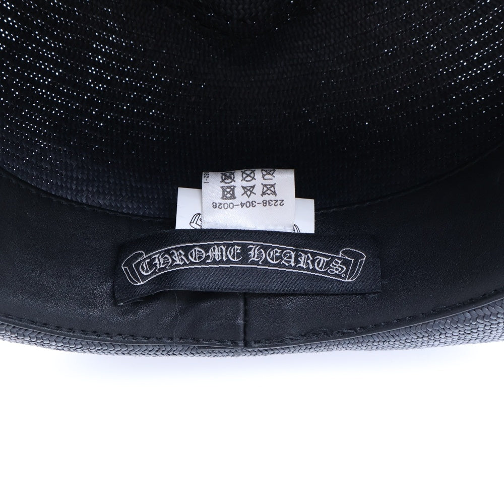CHROME HEARTS(クロムハーツ) オーバルクロス ガスリンガー レザー ストローハット 帽子 ブラック