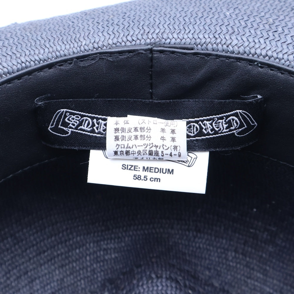 CHROME HEARTS(クロムハーツ) オーバルクロス ガスリンガー レザー ストローハット 帽子 ブラック