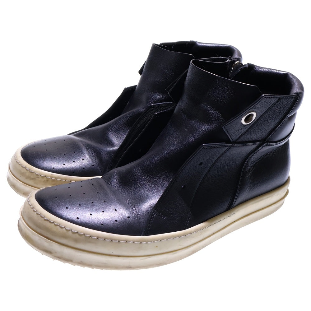 Rick Owens(リックオウエンス) ISLAND DUNK アイランドダンク サイドジップ レザー ハイカットスニーカー ブラック/ホワイト