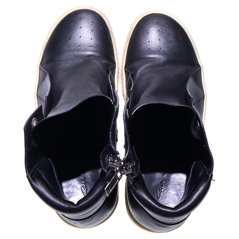 Rick Owens(リックオウエンス) ISLAND DUNK アイランドダンク サイドジップ レザー ハイカットスニーカー ブラック/ホワイト