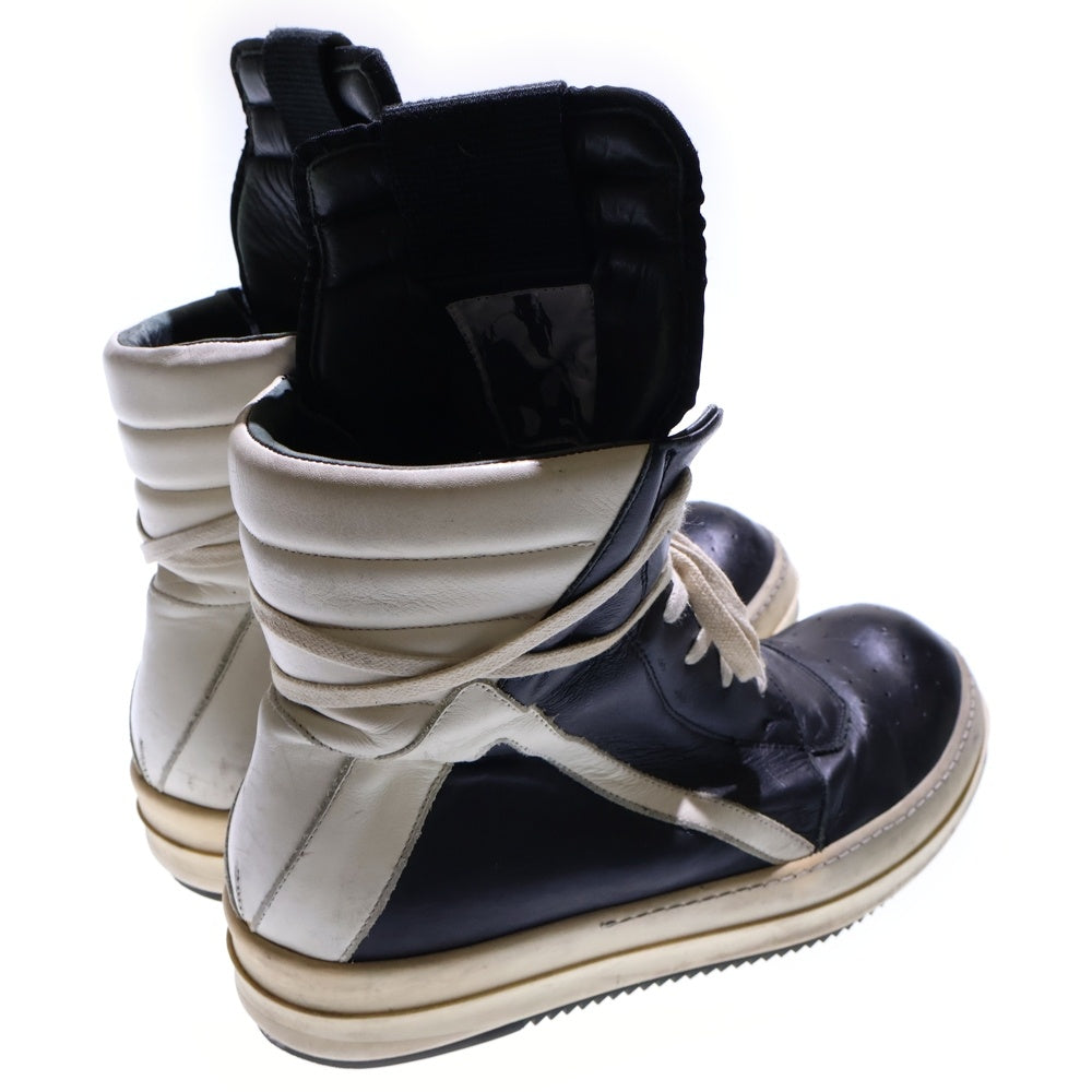 Rick Owens(リックオウエンス) GEOBASKET ジオバスケット サイドジップ レザー ハイカットスニーカー ブラック/ホワイト