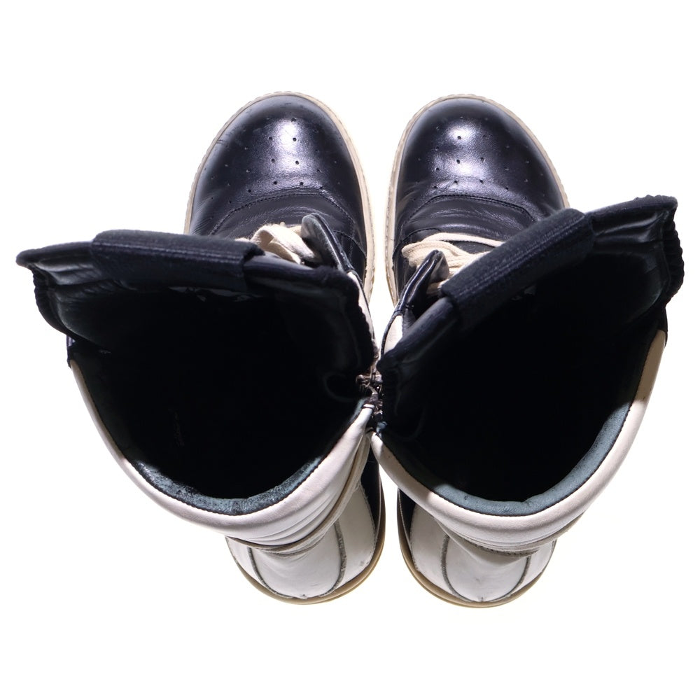 Rick Owens(リックオウエンス) GEOBASKET ジオバスケット サイドジップ レザー ハイカットスニーカー ブラック/ホワイト
