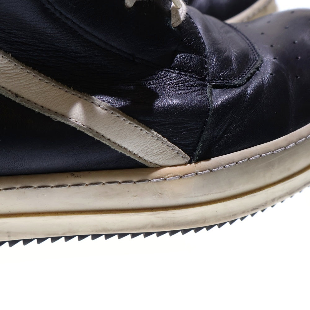 Rick Owens(リックオウエンス) GEOBASKET ジオバスケット サイドジップ レザー ハイカットスニーカー ブラック/ホワイト