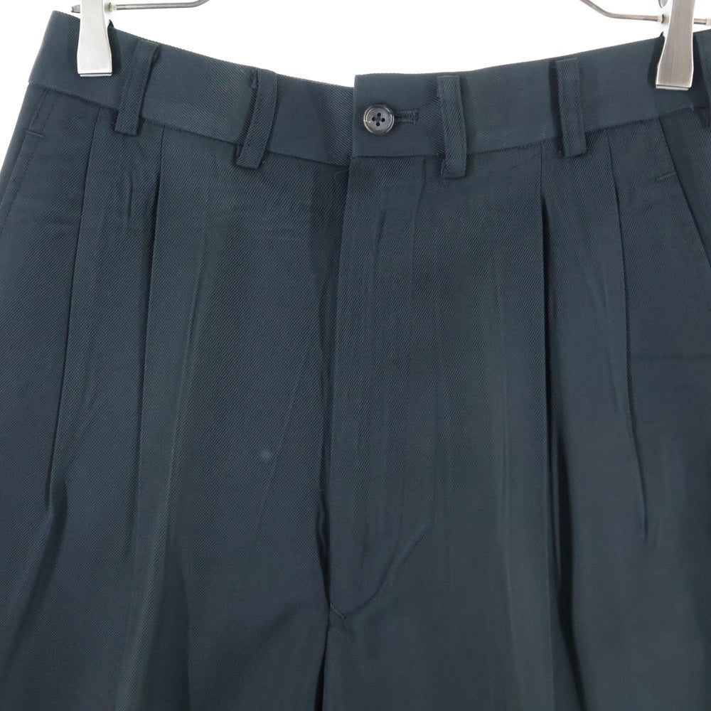 Yohji Yamamoto POUR HOMME(ヨウジヤマモト プールオム) 90s 2タック アセテート ワイド テーパード スラックス ロングパンツ ブラック