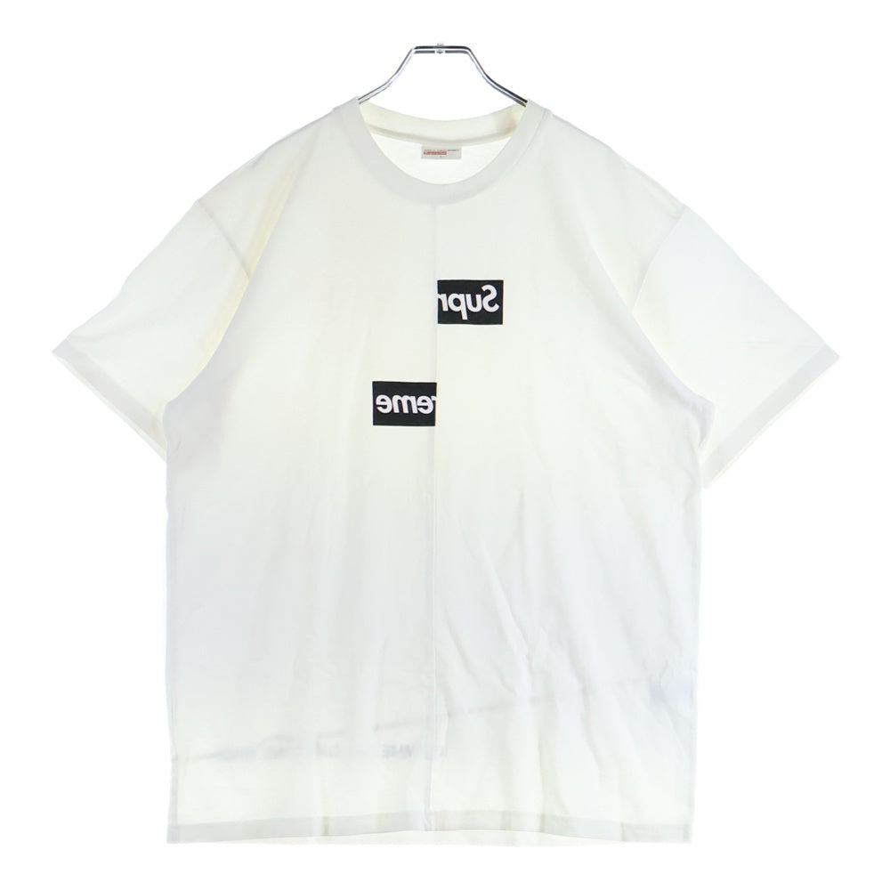 SUPREME(シュプリーム) 18AW ×COMME des GARCONS SHIRTS Split Box Logo Tee コムデギャルソンシャツ スプリット ボックスロゴ 半袖Tシャツ カットソー ホワイト