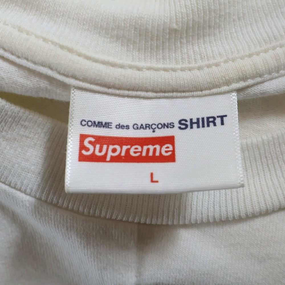 SUPREME(シュプリーム) 18AW ×COMME des GARCONS SHIRTS Split Box Logo Tee コムデギャルソンシャツ スプリット ボックスロゴ 半袖Tシャツ カットソー ホワイト