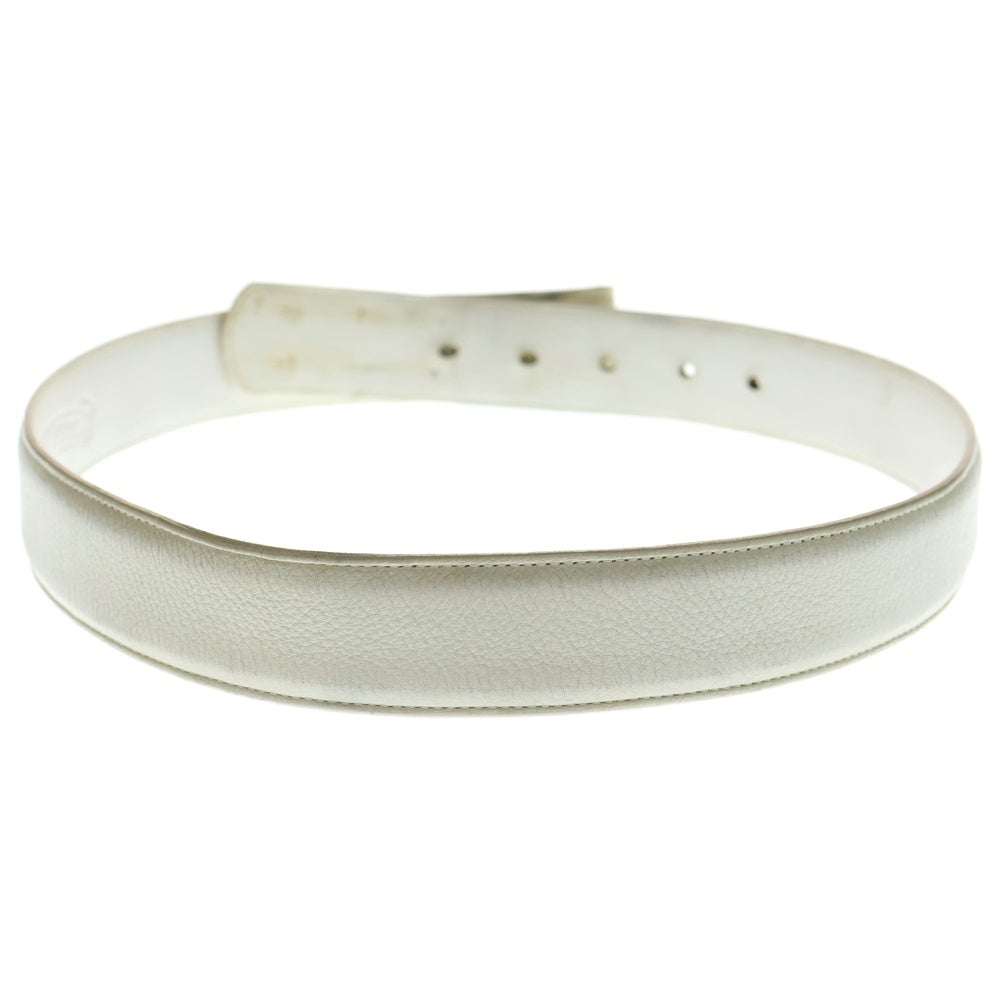 CHROME HEARTS(クロムハーツ) 1.5 STRAP 1.5inchスクロールレーベルリベッツ レザーベルト ホワイト