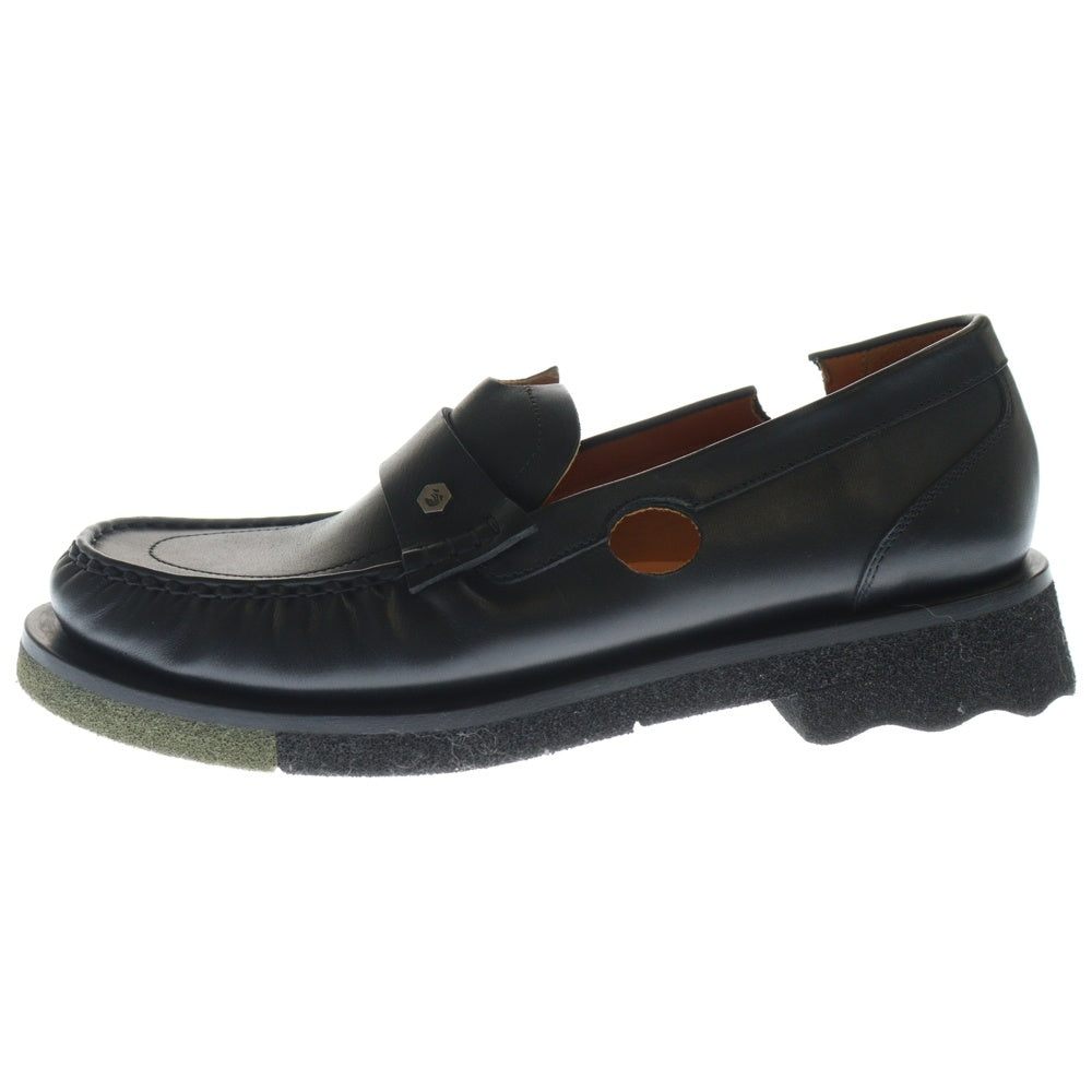 OFF-WHITE(オフホワイト) Sponge Meteor Loafers スポンジソール レザー コインローファー ブラック OMIF012S22LEA0011063