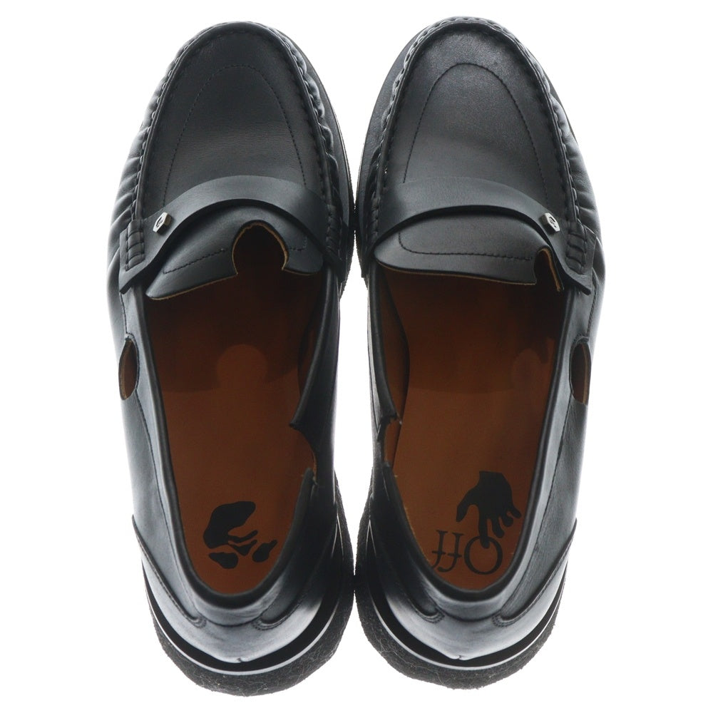 OFF-WHITE(オフホワイト) Sponge Meteor Loafers スポンジソール レザー コインローファー ブラック OMIF012S22LEA0011063