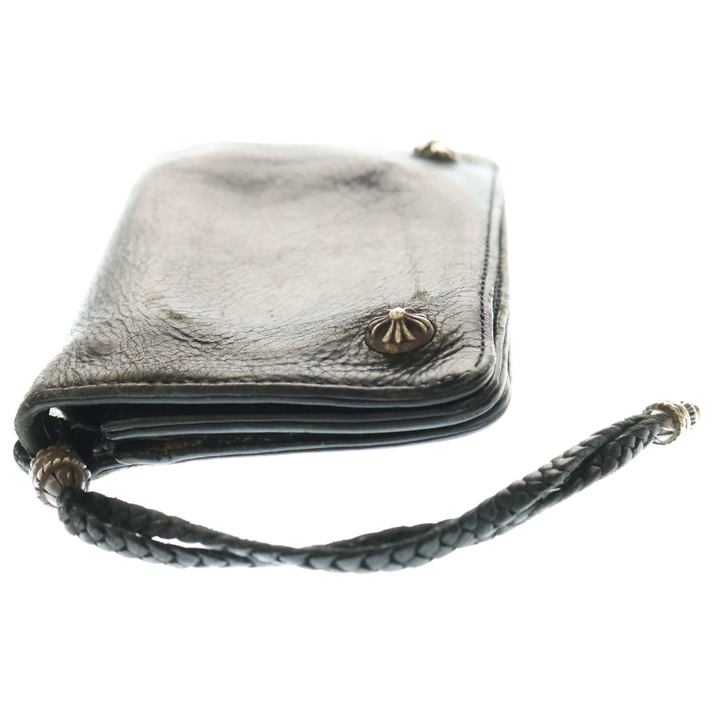 CHROME HEARTS(クロムハーツ) 2ZIP 2ジップ クロスボールボタン レザーウォレット 2つ折り財布 ブラック/シルバー