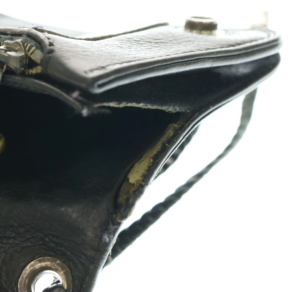 CHROME HEARTS(クロムハーツ) 2ZIP 2ジップ クロスボールボタン レザーウォレット 2つ折り財布 ブラック/シルバー