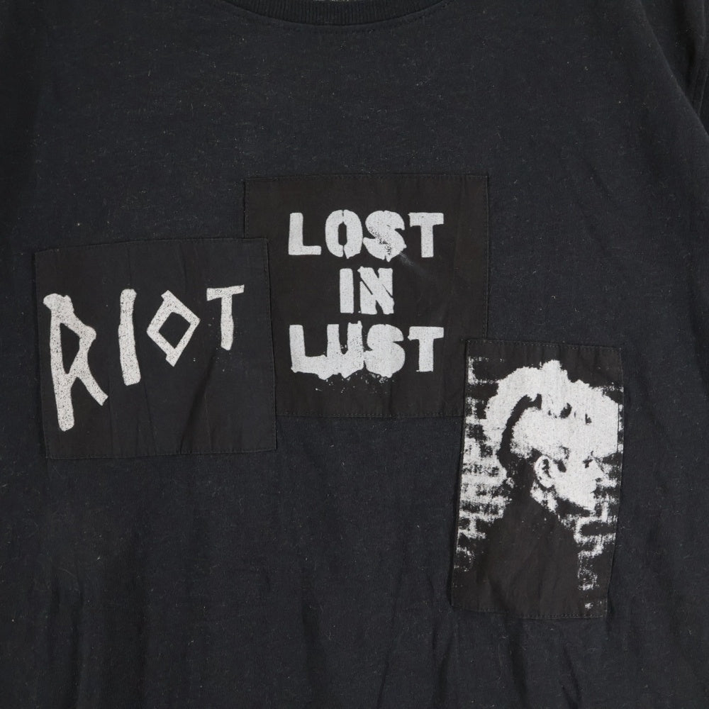 DIESEL(ディーゼル) フロントパッチワーク ロゴプリント クルーネック 半袖Tシャツカットソー ブラック