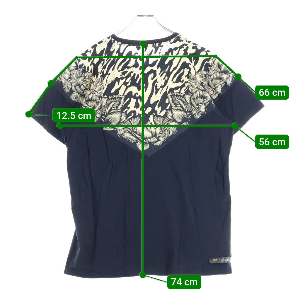 55DSL(フィフティファイブディーゼル) パッチワーク クルーネック半袖Tカットソー ホワイト/ブラック