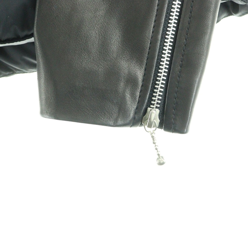 UNDERCOVER(アンダーカバー) 14AW ホースハイド 馬革 袖レザー 切替 ダウン ジャケット ブルゾン ブラック N9202