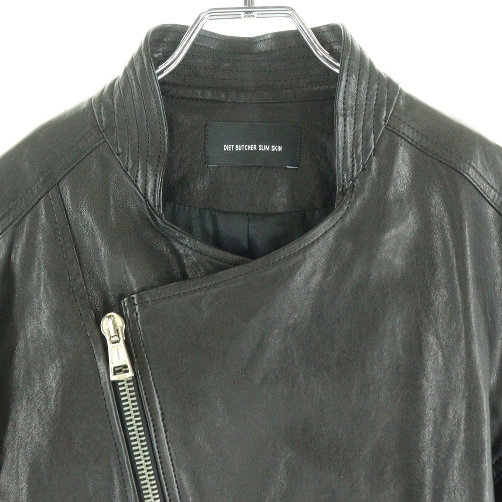 DIET BUTCHER SLIM SKIN(ダイエットブッチャー スリムスキン) 10SS THORN レザー ダブルジップライダースジャケット ブラック