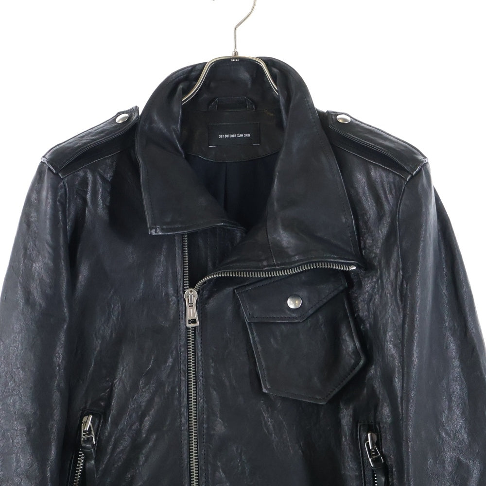 DIET BUTCHER SLIM SKIN(ダイエットブッチャー スリムスキン) 09AW STRANGE BIRDS ハイネック レザージャケット ブラック