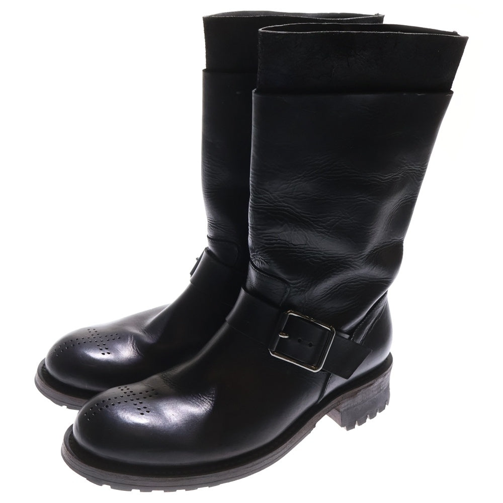 DIET BUTCHER SLIM SKIN(ダイエットブッチャー スリムスキン) クロスメダリオン レザー エンジニアブーツ ブラック　