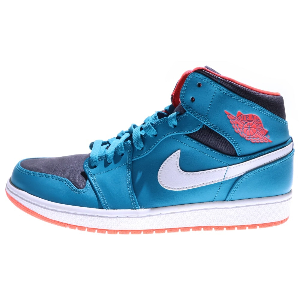 NIKE(ナイキ) 【2014年観賞用】AIR JORDAN 1 MID TROPICAL TEAL エアジョーダン1 ミッドカットスニーカー トロピカル ブルー US10/28cm 554724-308