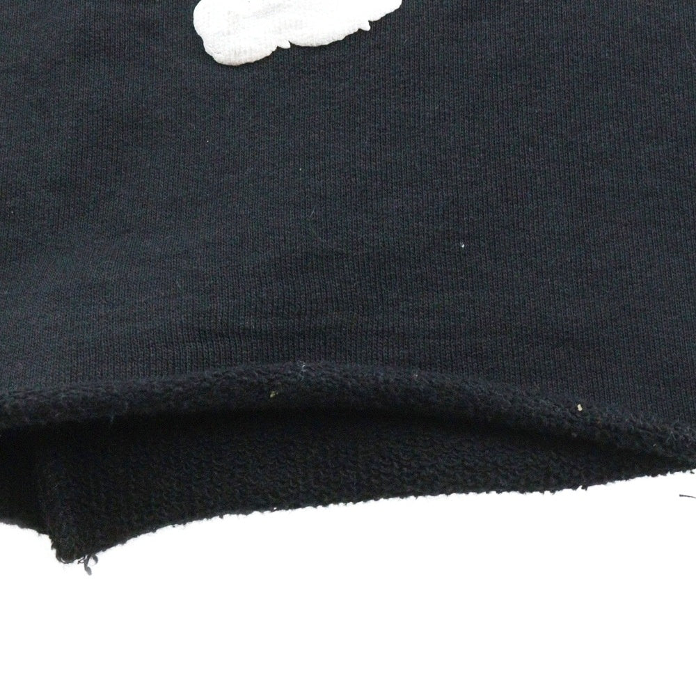 DENIM TEARS(デニムティアーズ) ×READYMADE COTTON WREATH SWEAT FLARE PANTS コットンリース 総柄フラワー カットオフ フレア スウェットパンツ ブラック RE-DT-BK-00-00-09