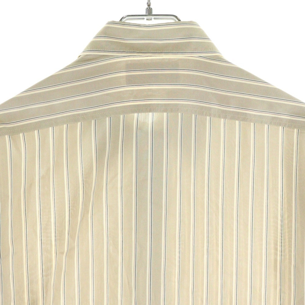 CELINE(セリーヌ) ストライプ シルク フロントボタン 長袖シャツ ブラウン 2C239080I