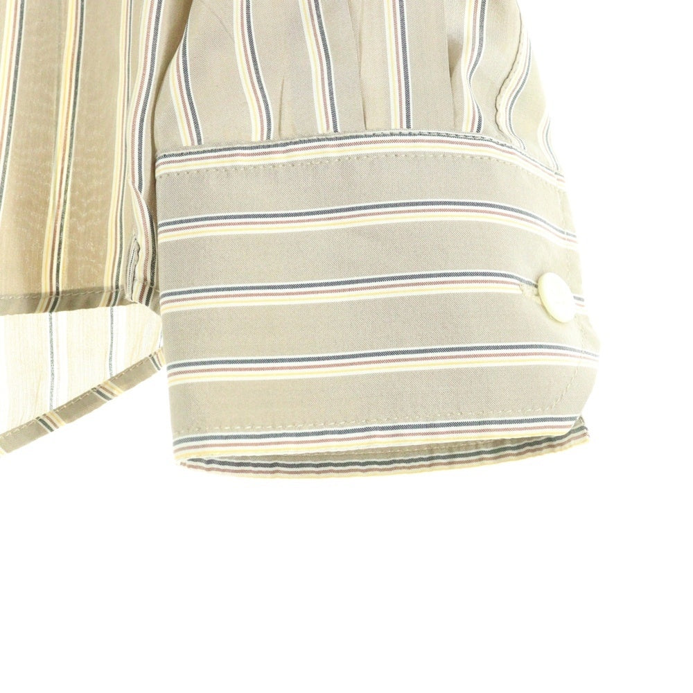 CELINE(セリーヌ) ストライプ シルク フロントボタン 長袖シャツ ブラウン 2C239080I