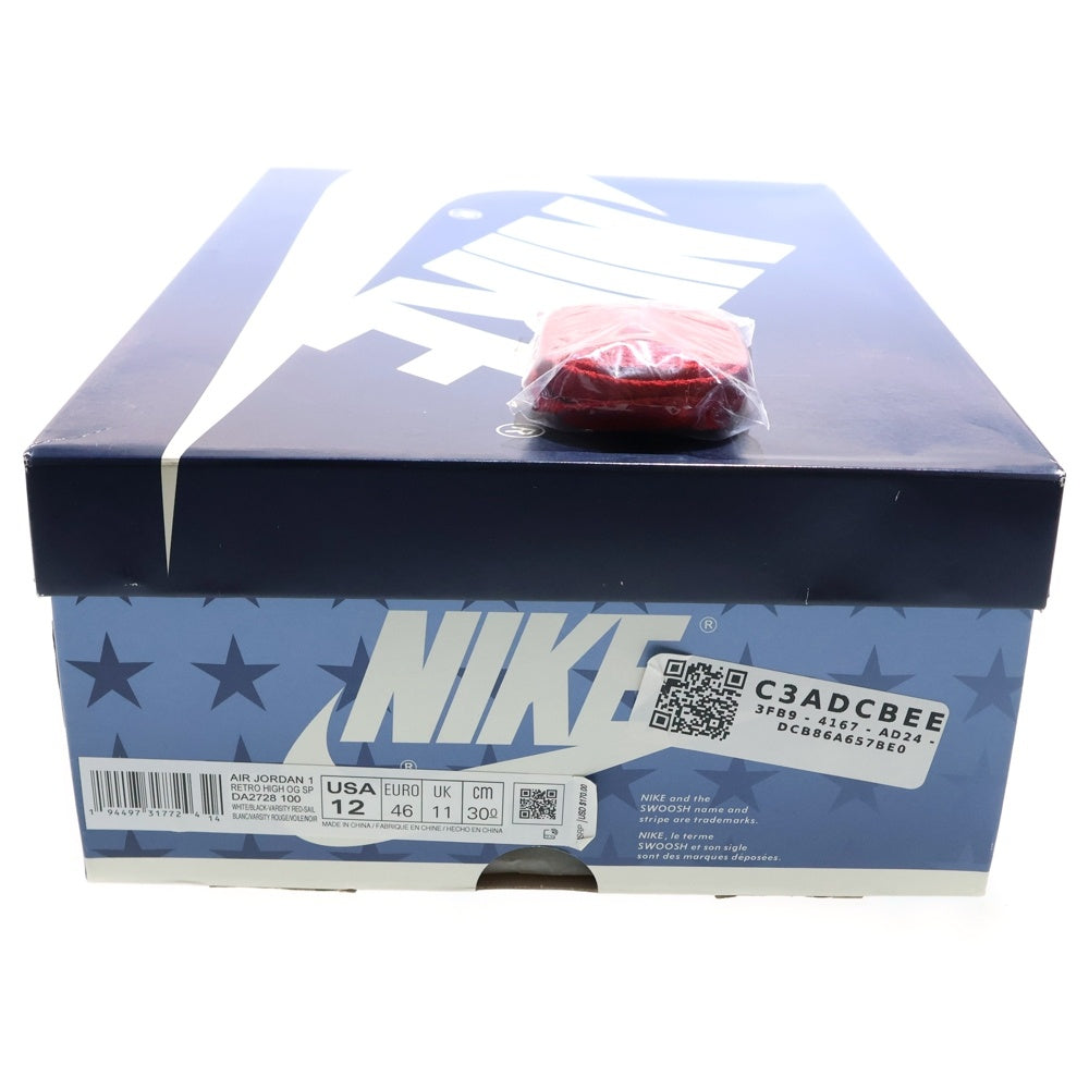 NIKE(ナイキ) ×Trophy Room AIR JORDAN1 RETRO HIGH OG SP トロフィールーム エアジョーダン1 ハイカットスニーカー ホワイト/レッド/ブラック US12/30cm DA2728-100