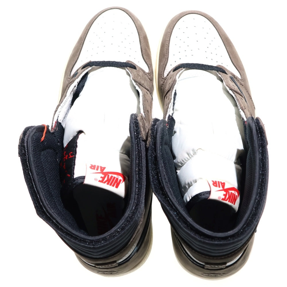 NIKE(ナイキ) ×TRAVIS SCOTT AIR JORDAN 1 RETRO HIGH OG TS SP トラヴィススコット エアジョーダン1 ハイカットスニーカー ブラウン/ホワイト US13/31cm CD4487-100