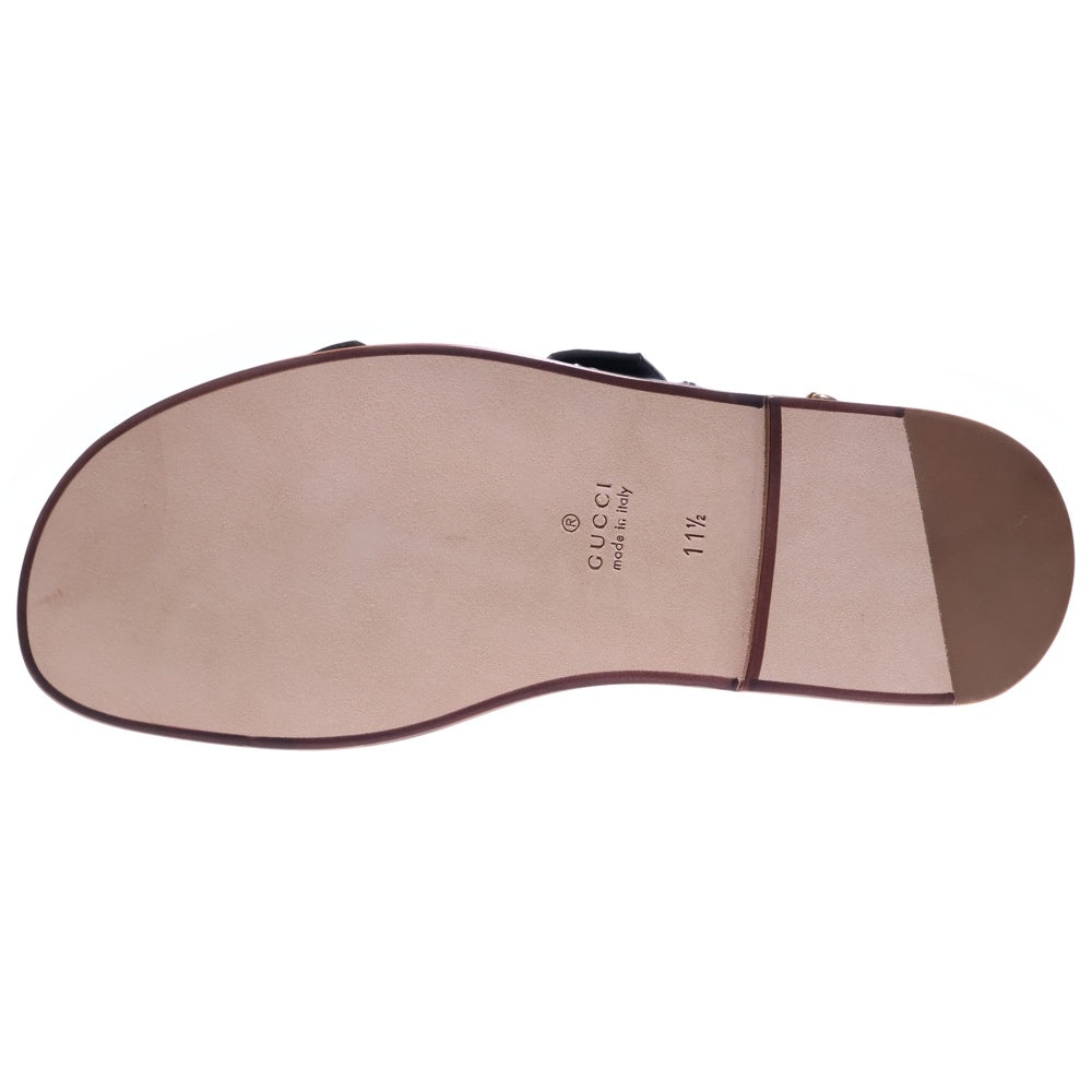 GUCCI(グッチ) Embellished Leather Sandals スタッズ ラインストーン ベルト ワンストラップ サンダル ブラック 725816