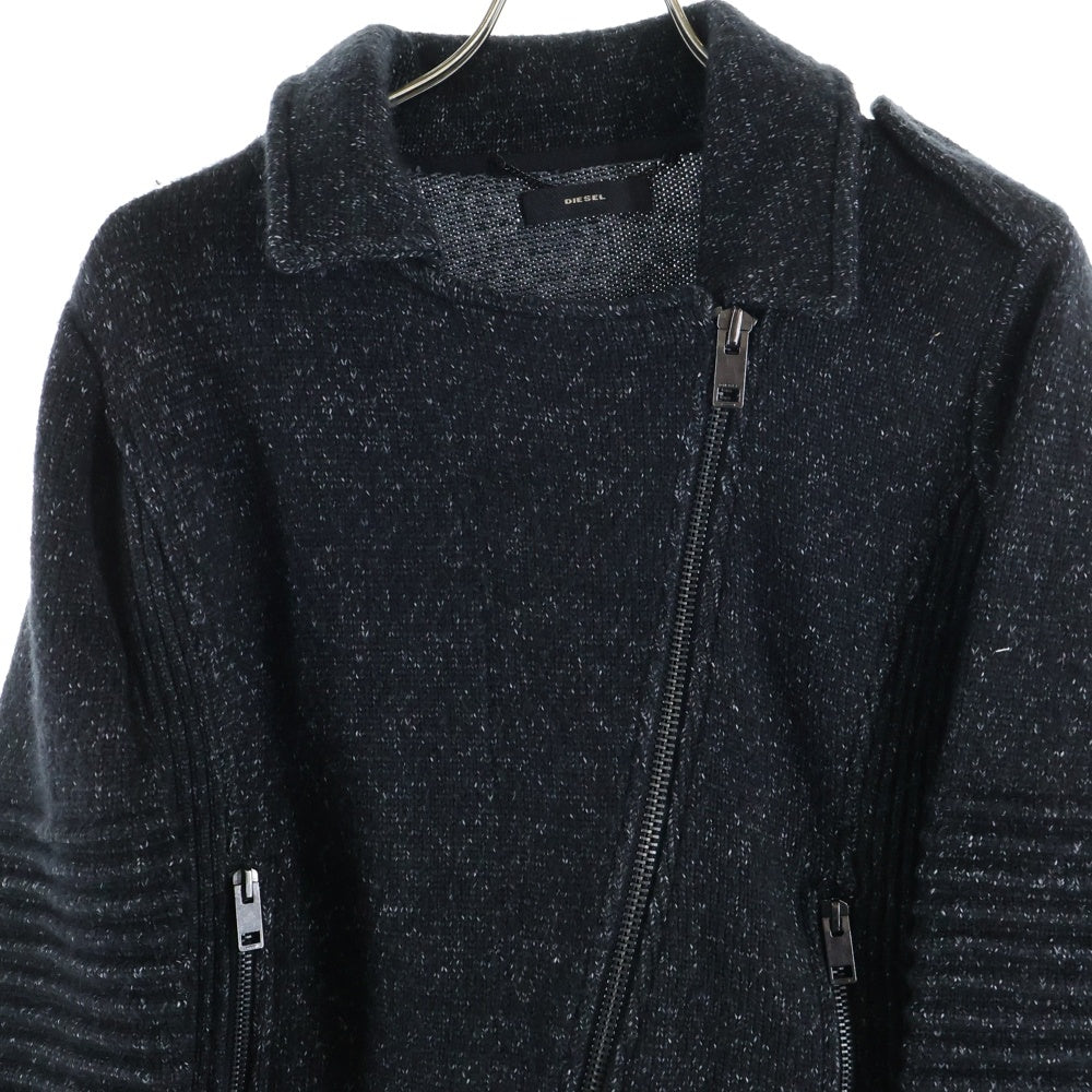DIESEL(ディーゼル) ライダース デザインニット ジャケット ブラック