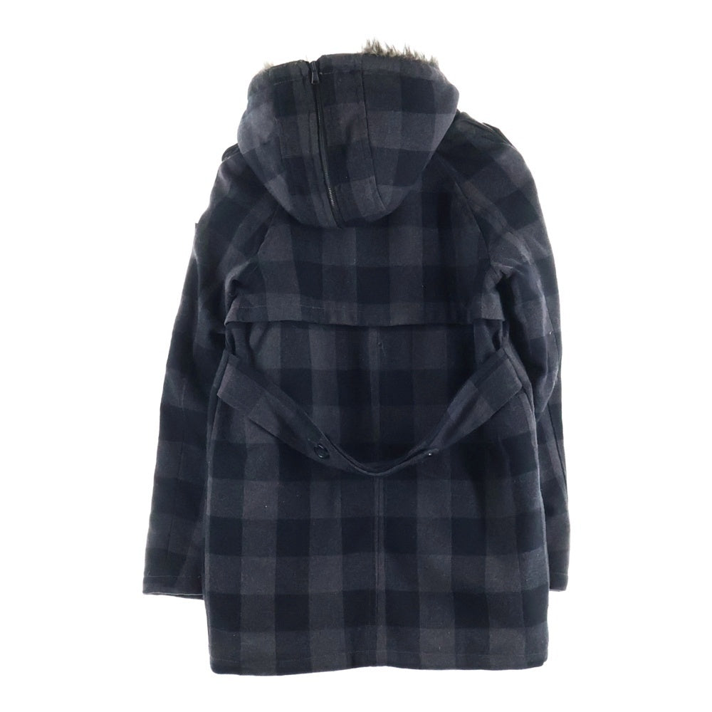 DIESEL(ディーゼル) チェック柄 キルティング ファーダッフルコート ブラック