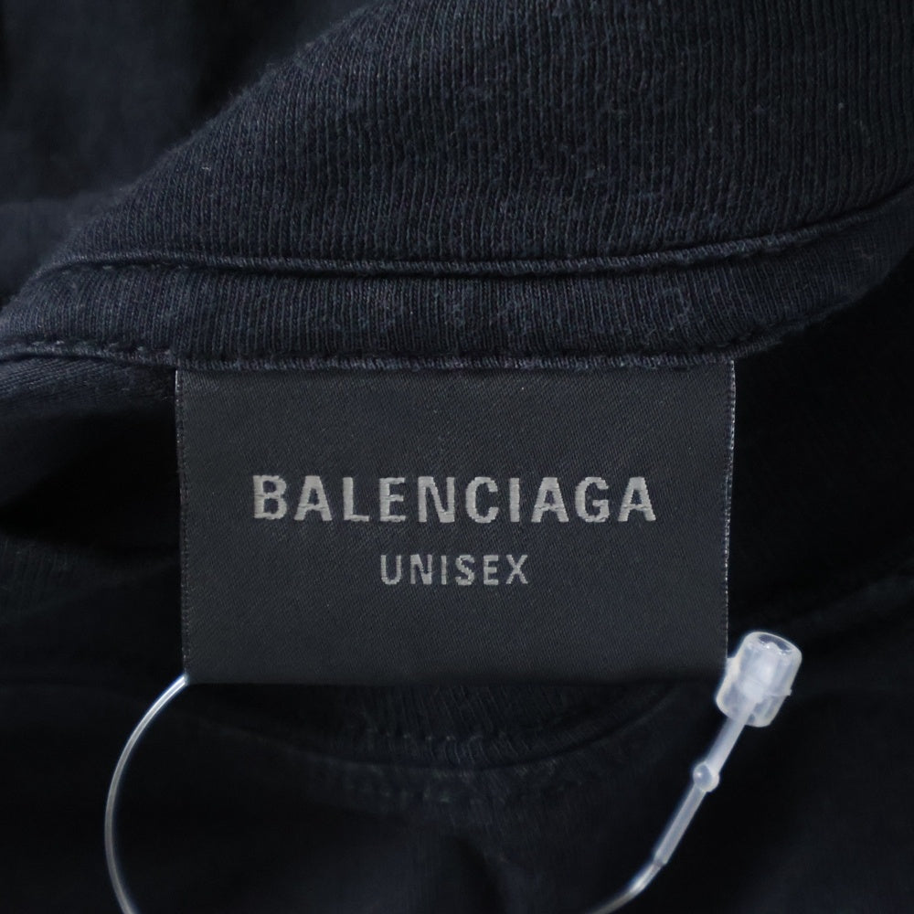 BALENCIAGA(バレンシアガ) 24AW バーニング ユニティロゴ ダメージ加工 長袖Tシャツカットソー ブラック 796917