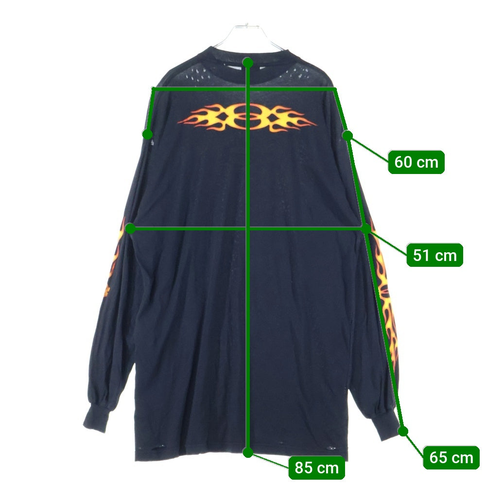 BALENCIAGA(バレンシアガ) 24AW バーニング ユニティロゴ ダメージ加工 長袖Tシャツカットソー ブラック 796917