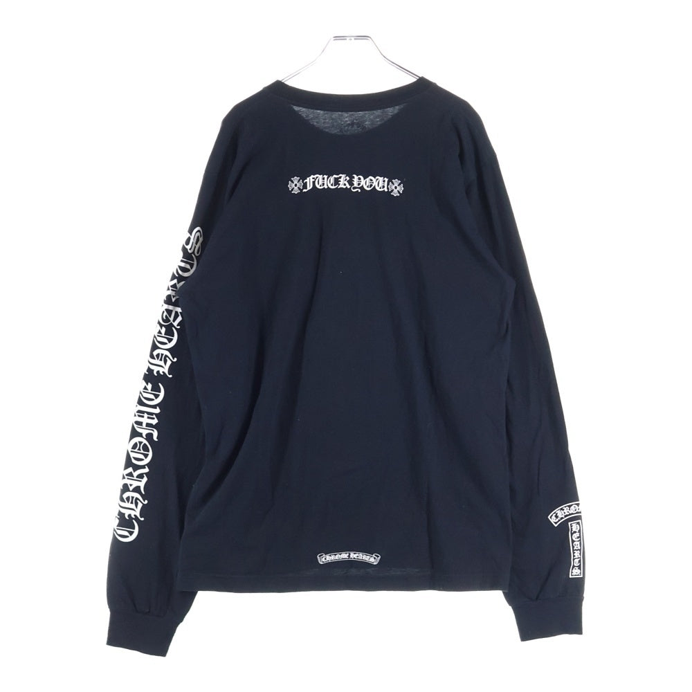 CHROME HEARTS(クロムハーツ) Fuck You L/S Pocket Tee ファックユーバック ロゴ ポケット付き クルーネック 長袖Tシャツ カットソー ブラック