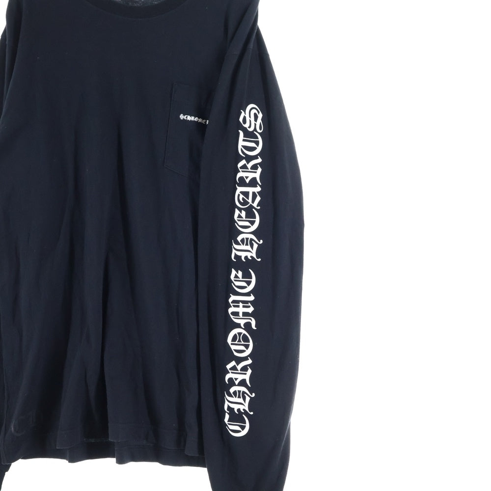 CHROME HEARTS(クロムハーツ) Fuck You L/S Pocket Tee ファックユーバック ロゴ ポケット付き クルーネック 長袖Tシャツ カットソー ブラック