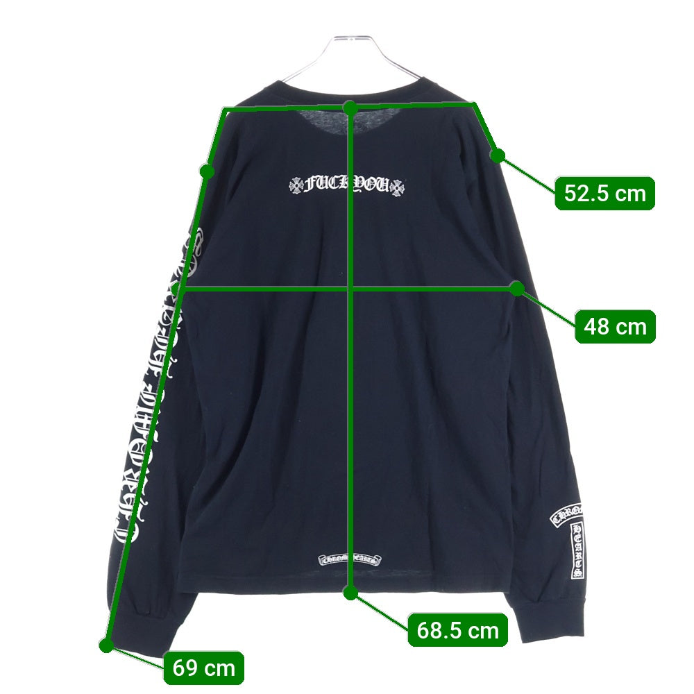 CHROME HEARTS(クロムハーツ) Fuck You L/S Pocket Tee ファックユーバック ロゴ ポケット付き クルーネック 長袖Tシャツ カットソー ブラック