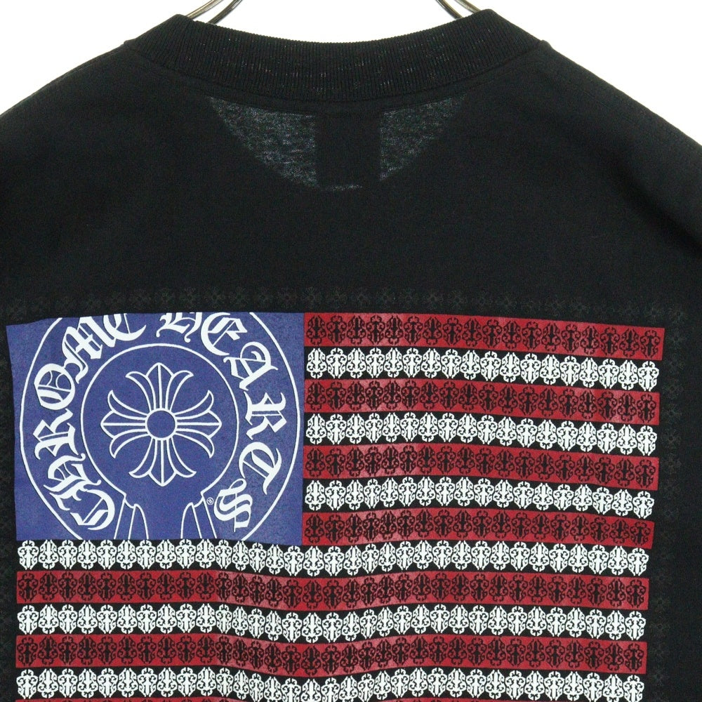 CHROME HEARTS(クロムハーツ) OLD AMERICAN FLAG TEE オールド アメリカンフラッグTシャツ 星条旗 ホースシュープリント 半袖カットソー ブラック