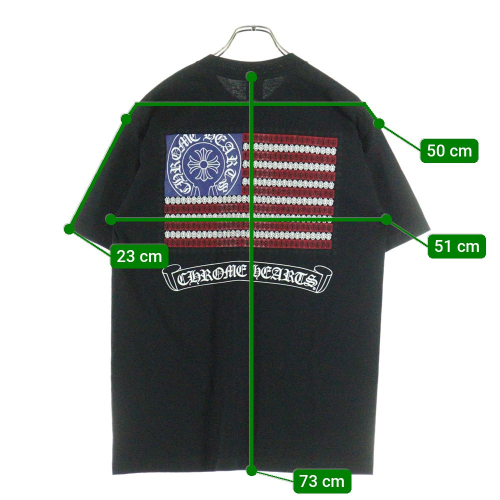CHROME HEARTS(クロムハーツ) OLD AMERICAN FLAG TEE オールド アメリカンフラッグTシャツ 星条旗 ホースシュープリント 半袖カットソー ブラック